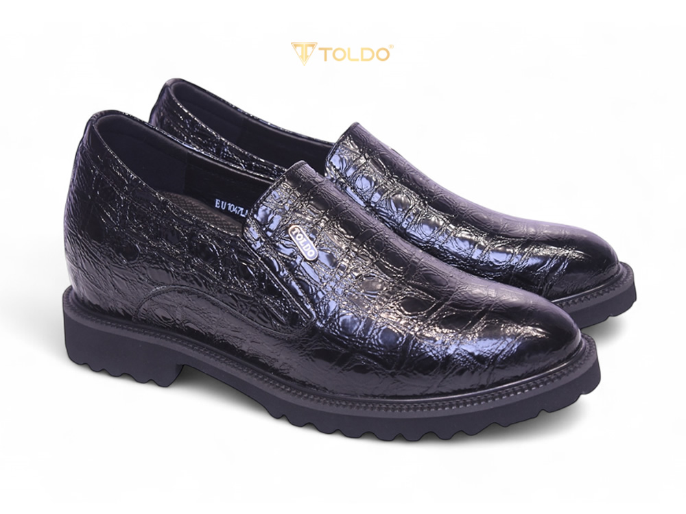 Giày cao 10 da bóng vân cá sấu 11